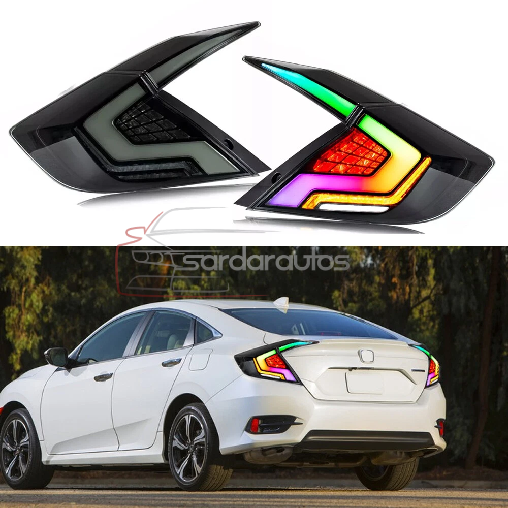 Honda Civic X 10 Gen RGB Taillights / Tail Lamps Audi Style (2016-2021)