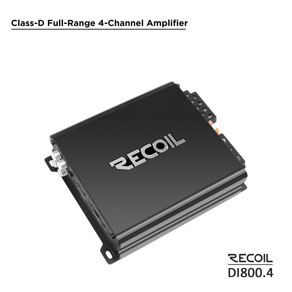 DI800.4 Full-Range Class-D 4-Channel Car Audio Amplifier, 1,500 Watts, 2-4 Ohm Stable, MOSFET Power Supply, Bridgeable