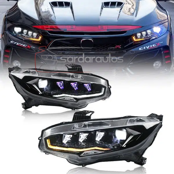Honda Civic X 10 Gen Transformer Style Head Lights/ Head Lamps | 2016-21