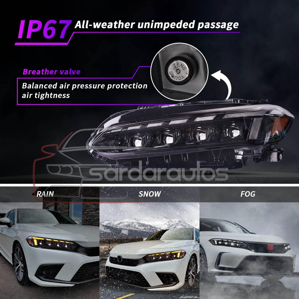 Honda Civic 11 Gen 2022-2024 LED Headlight Front Lamps
