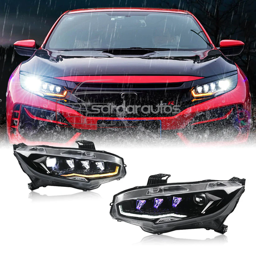 Honda Civic X LED Dragon Eye Style Headlights/ Head Lamps For 2016 - 2021