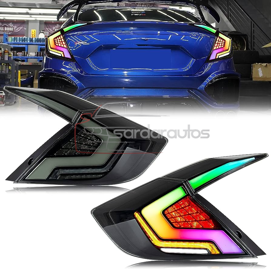 Honda Civic X 10 Gen RGB Taillights / Tail Lamps Audi Style (2016-2021)