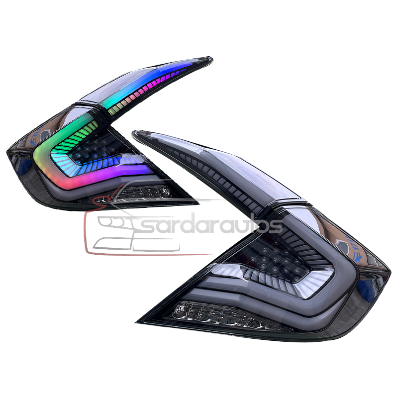 Honda Civic X 10 Gen RGB Rear Lamps / Taillights Snake Style (2016-2021)