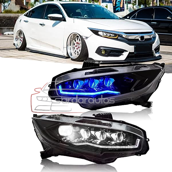 Honda Civic X 10 Gen Transformer Style Head Lights/ Head Lamps | 2016-21