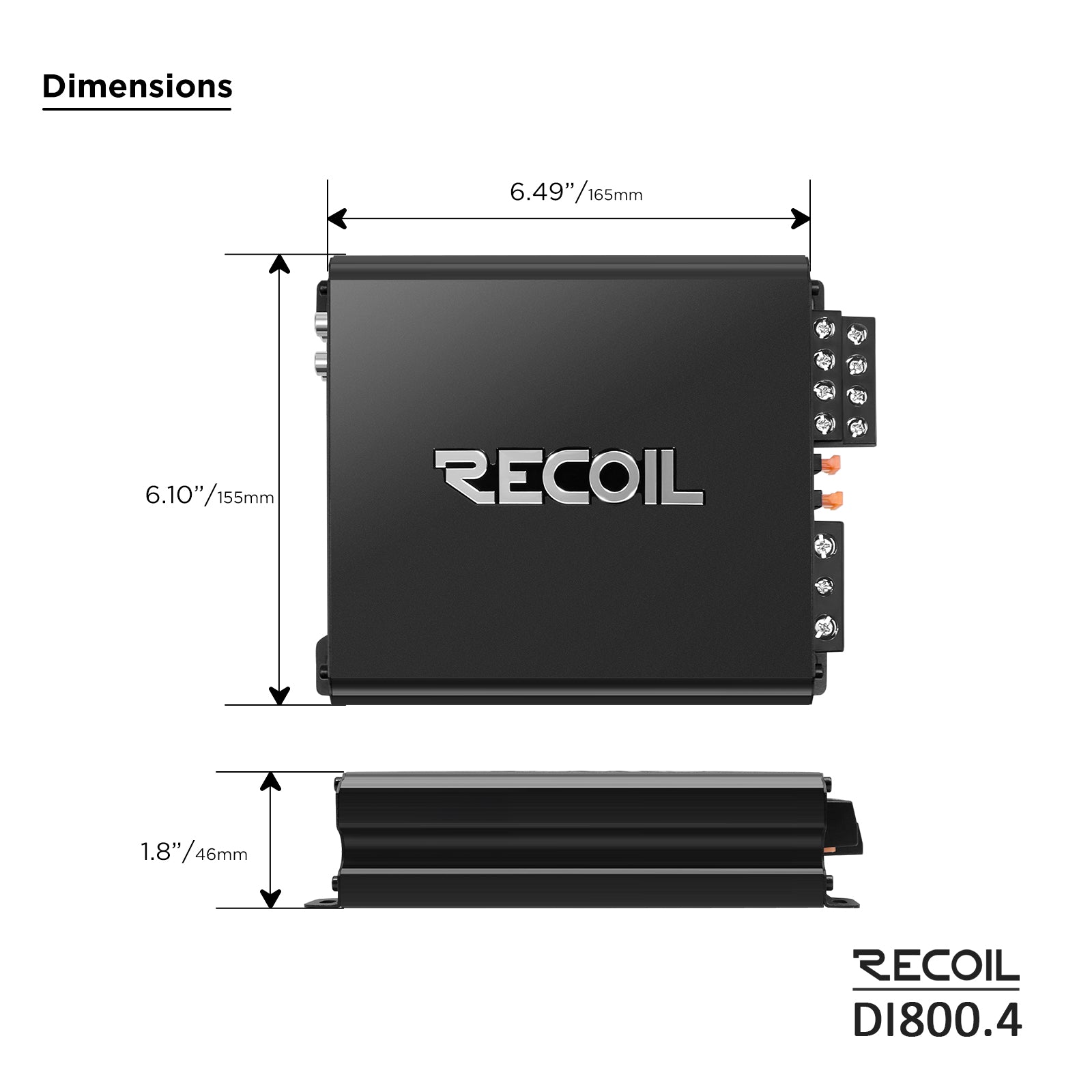 DI800.4 Full-Range Class-D 4-Channel Car Audio Amplifier, 1,500 Watts, 2-4 Ohm Stable, MOSFET Power Supply, Bridgeable