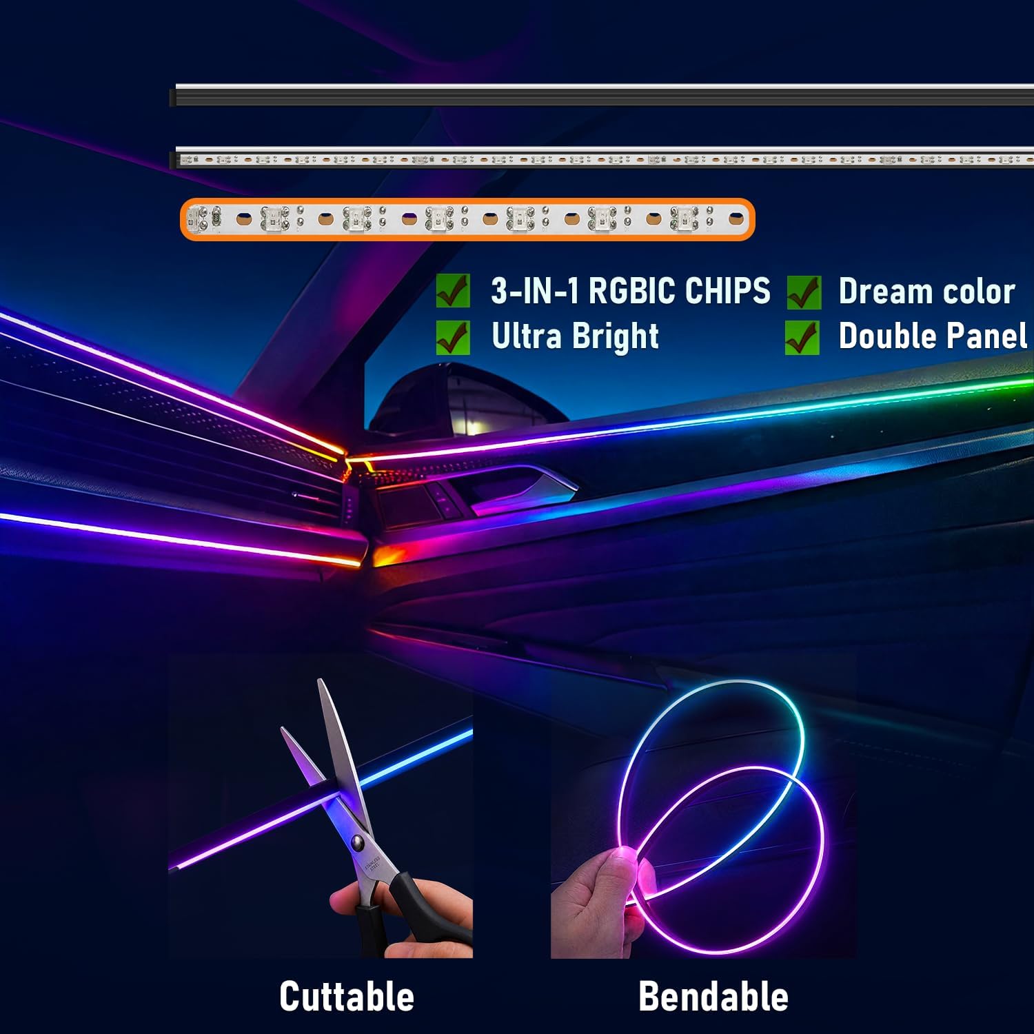 APEX GLOW Premium Dynamic Ambient Lighting 6 In 1 Package