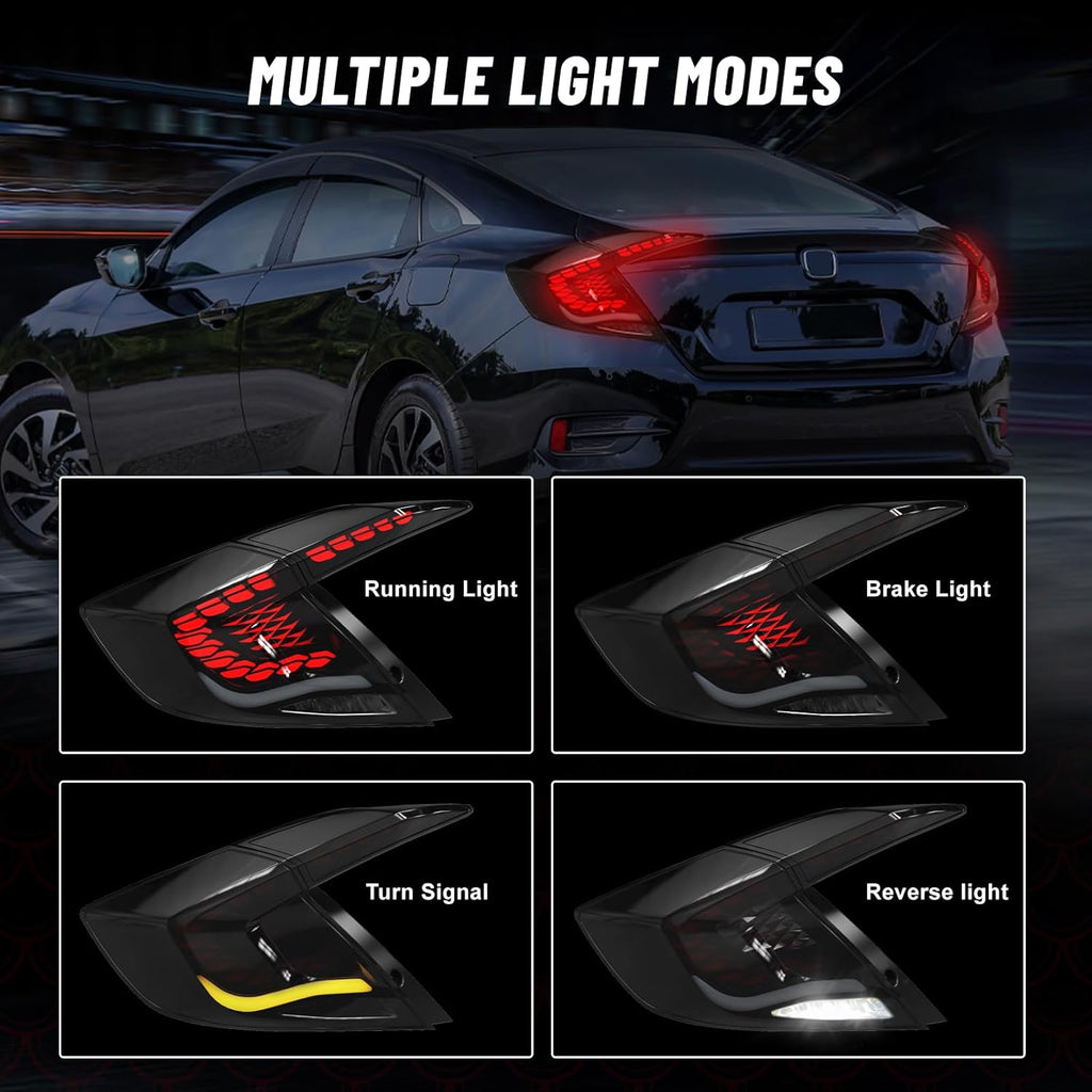 Honda Civic (2016-2021) Snake Style V2 Smoke