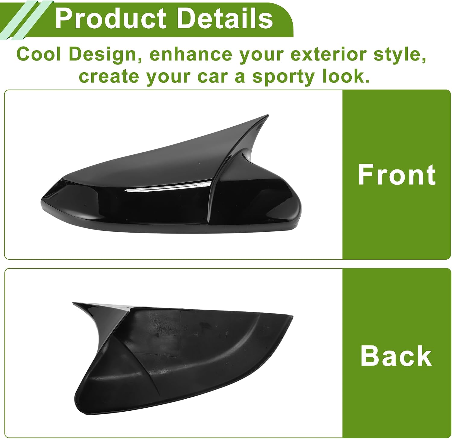 Honda Civic Carbon Fiber- Gloss Black Side Mirror Cover Batman Style 2016-2021