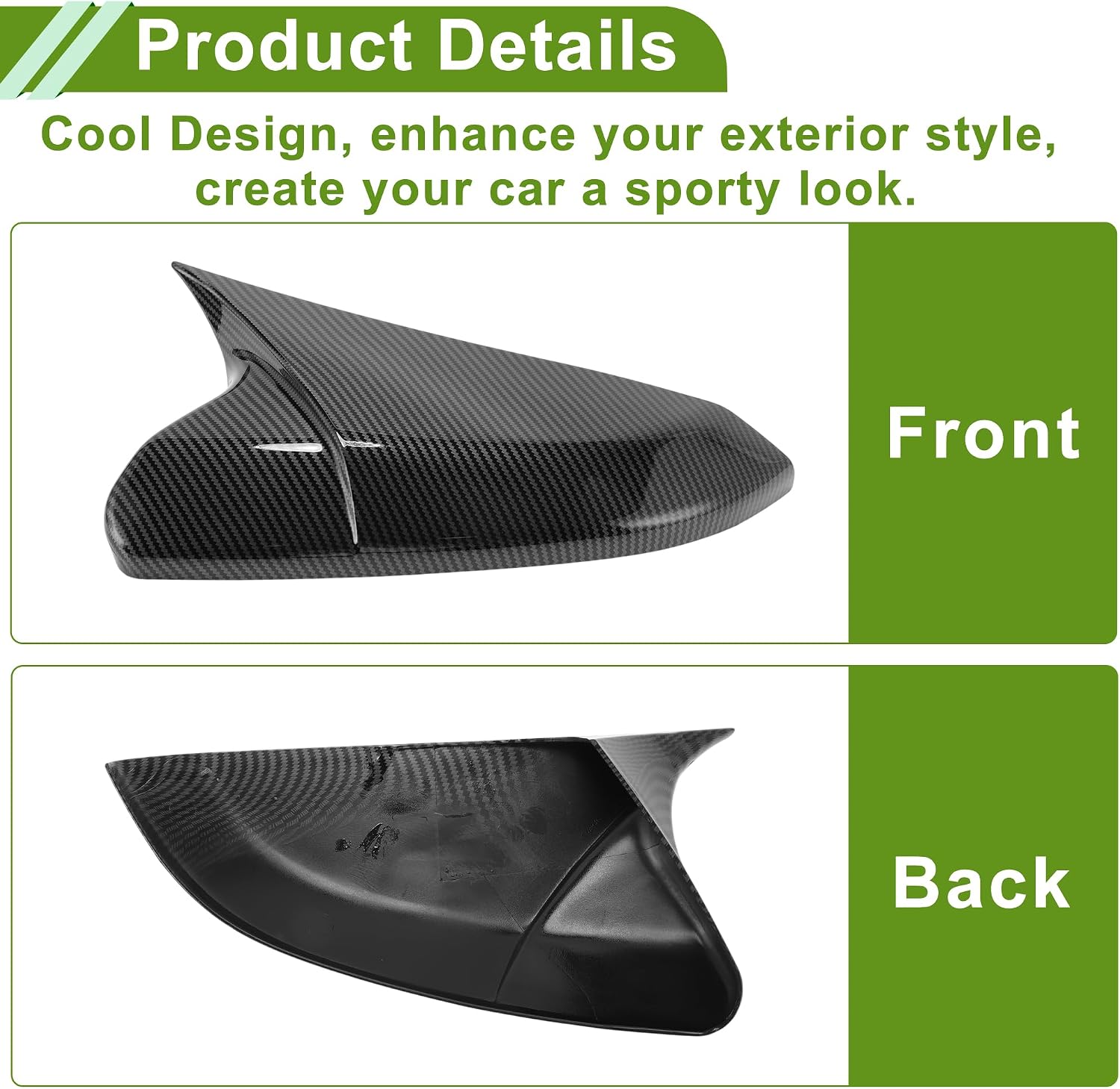 Honda Civic Carbon Fiber- Gloss Black Side Mirror Cover Batman Style 2016-2021