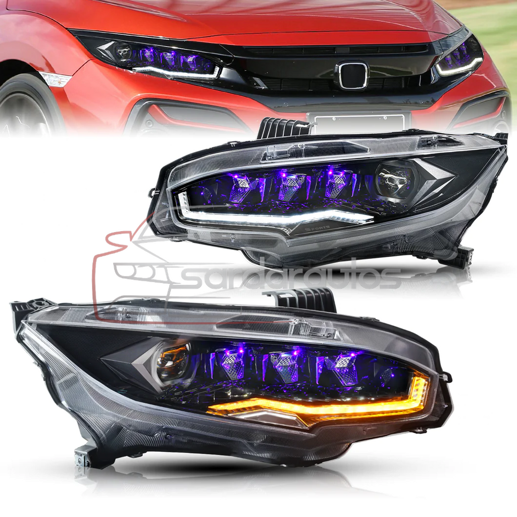 Honda Civic X LED Dragon Eye Style Headlights/ Head Lamps For 2016 - 2021