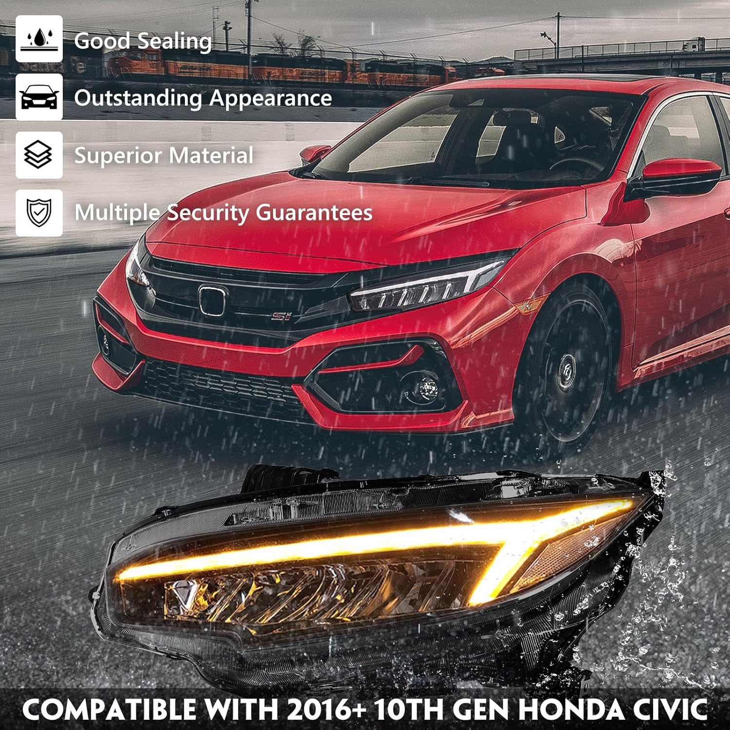 Honda Civic (2016-2021) Audi Style Headlights Version 1