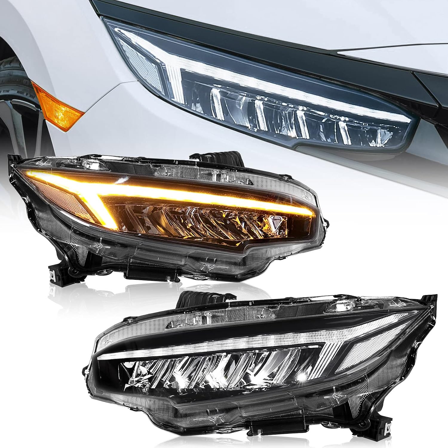 Honda Civic (2016-2021) Audi Style Headlights Version 1