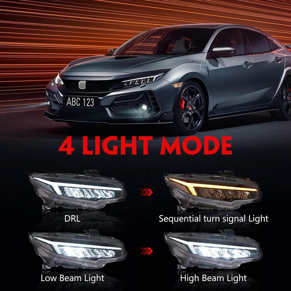 Honda Civic (2016-2021) Audi Style Headlights Version 1