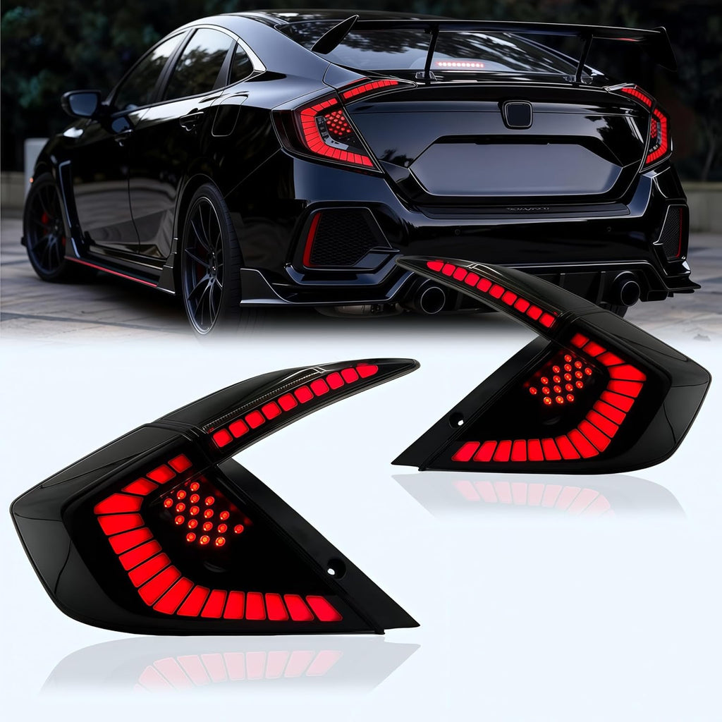 Honda Civic X (2016-2021) Dragon Style Tail lights Smoke