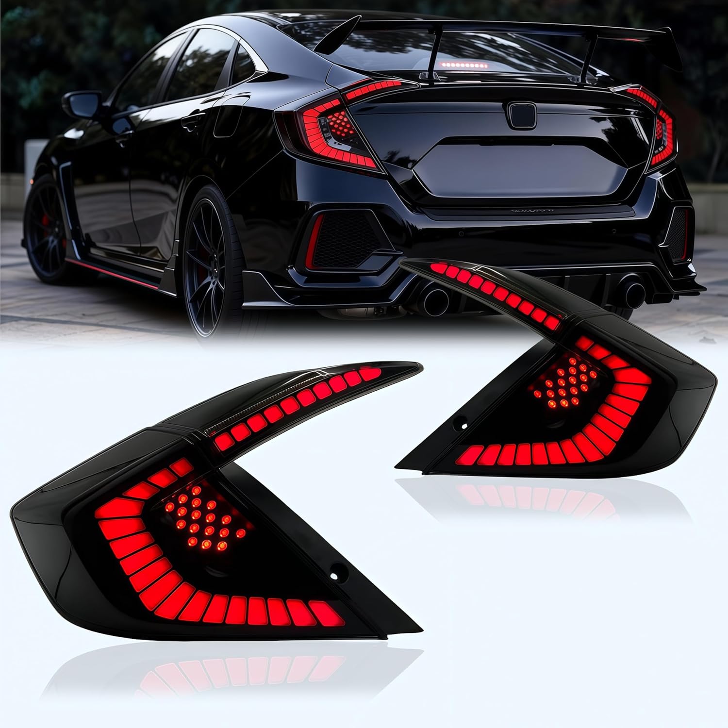 Honda Civic X (2016-2021) Dragon Style Tail lights Smoke