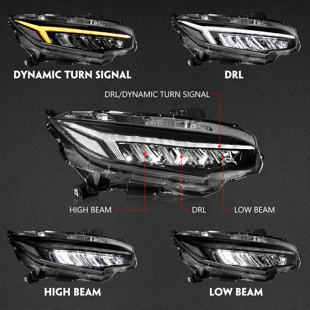 Honda Civic (2016-2021) Audi Style Headlights Version 1