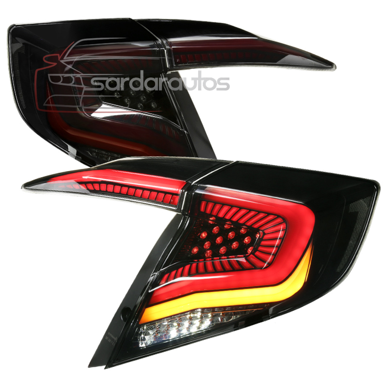 Honda Civic Snake Style Lava Tail Lamps 2016-2021