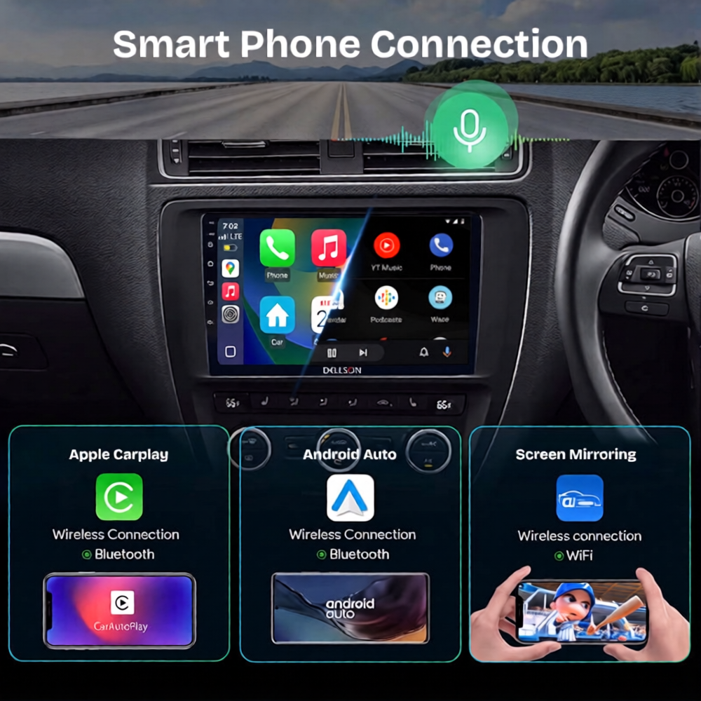 Dellson 9550 QLED Android CarPlay LCD Panel 2GB+32GB Fits in all Cars