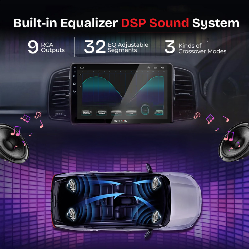 Dellson 9550 QLED Android CarPlay LCD Panel 2GB+32GB Fits in all Cars