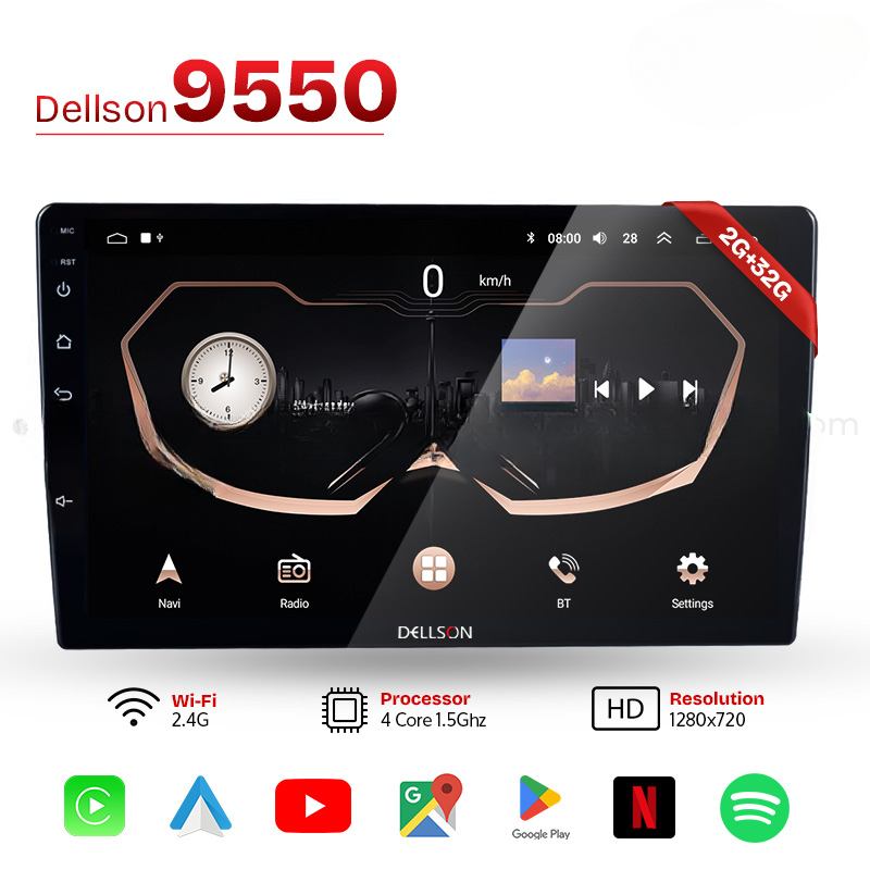 Dellson 9550 QLED Android CarPlay LCD Panel 2GB+32GB Fits in all Cars