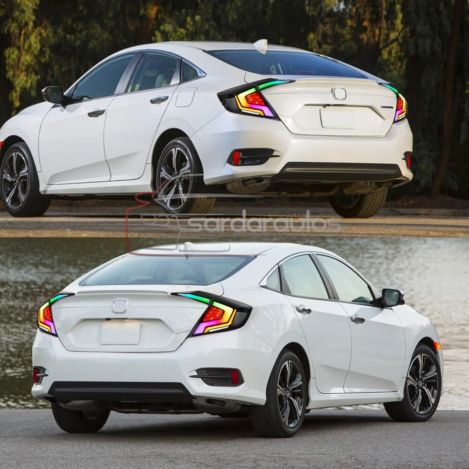 Honda Civic X 10 Gen RGB Taillights / Tail Lamps Audi Style (2016-2021)