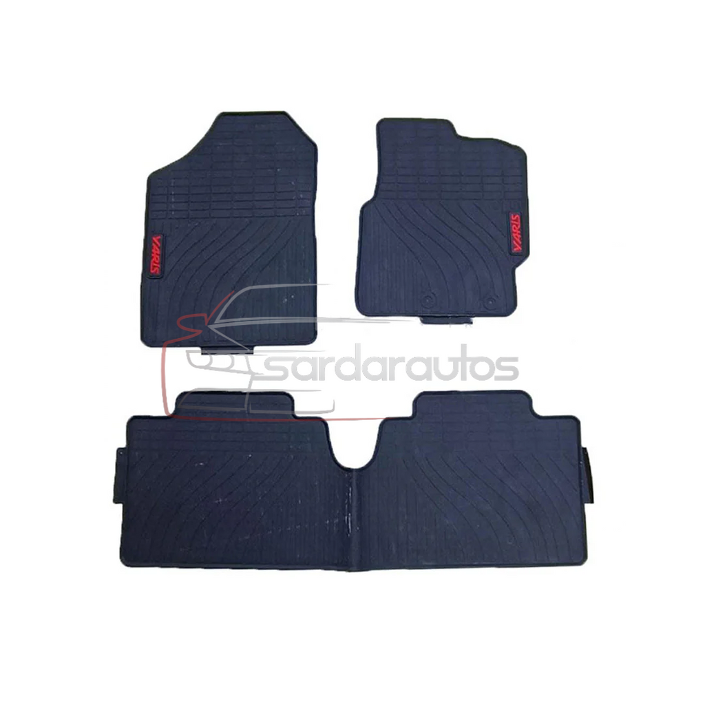 Toyota Yaris Custom Fit PVC Rubber Floor Mat 3Pcs 2020-2021 - Black Mix Design