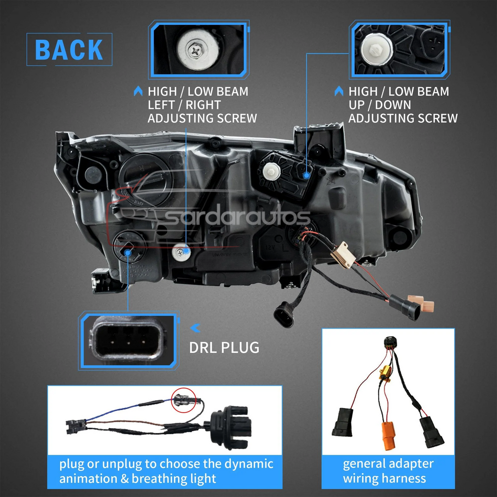 Honda Civic X 10 Gen Uplift OEM Sequential LED With Blink Indicator Headlights/Headlamps (2016-2021)