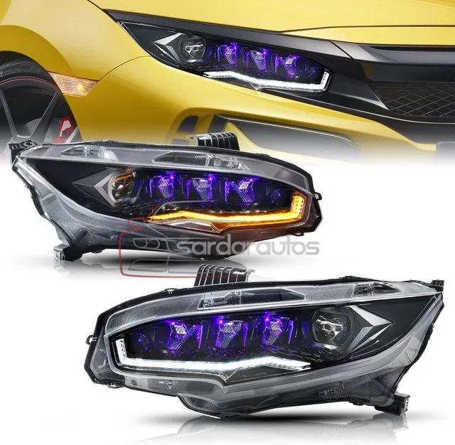 Honda Civic X 10 Gen Transformer Style Head Lights/ Head Lamps | 2016-21